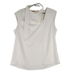 Tibi Top Womens 6 Cream Halter Art to Wear Career Thick Knit Sleeveless Office
